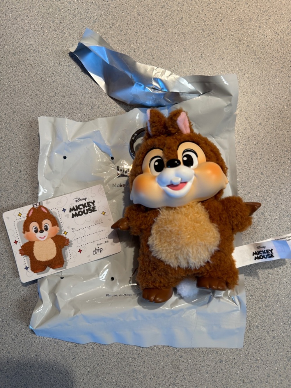 Disney Mickey Mouse Chip Plush Keychain - Brown
